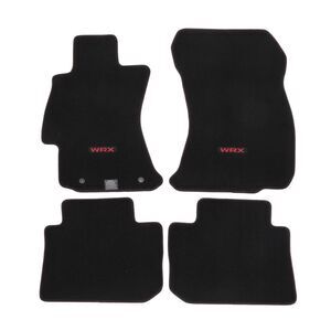 Subaru wrx 2020 black carpeted red logo floor mats 4 piece set